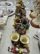 Three Capodimonte-style figures, three small Toby Jugs etc