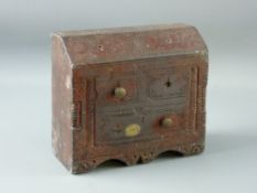 A WELSH SLATE FOLK ART MODEL BUREAU, 14.5 cms wide, 6.5 cms deep and 13 cms high