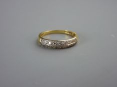 AN EIGHTEEN CARAT GOLD HALF HOOP ETERNITY RING, marked 'E & W', 3.8 grms, size 'N'