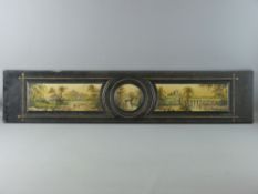 A WELSH SLATE FOLK ART hand painted fireplace cross panel in the Aberystwyth manner, three various