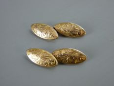 A PAIR OF NINE CARAT GOLD OVAL BRIGHT CUT CUFFLINKS, 6.7 grms