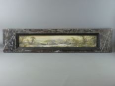 A WELSH SLATE FOLK ART hand painted fireplace cross panel in the Aberystwyth manner by Alfred