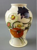 A MOORCROFT 'SANDRINGHAM BOUQUET' BALUSTER VASE, decorated on a cream ground, designed by Emma