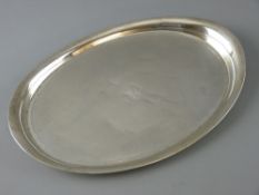 AN OVAL SILVER ENGINE TURNED TRAY with centre monogram, 13 troy ozs, Birmingham 1946