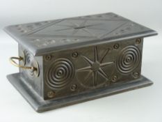 A WELSH SLATE FOLK ART piece in the form of a chapel alms box, having a central diamond and star
