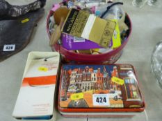 Two tins of sewing items etc
