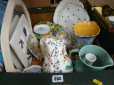 Box of mixed china items including 'Leaping Deer' jug A/F and similar items