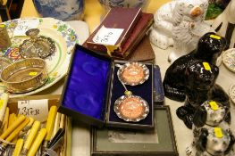 Parcel of cased electroplate etc and an etching