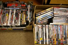 Large quantity (in two boxes) of DVDs