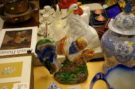 Crackle glazed tall cockerel ornament