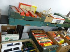 Large quantity of several boxes of Hornby 00 gauge model railway engines, carriages, control