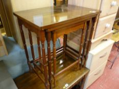 Reproduction mahogany set of three side tables