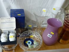 Four glass vases, pair of boxed Royal Worcester egg coddlers etc