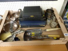 Box of electroplate cutlery and tableware