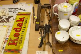 Parcel of vintage tools, carpenter's tools, glove stretchers and similar era implements