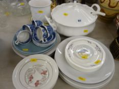Large white lidded tureen with ladle, quantity of Willow pattern teaware and a selection of modern