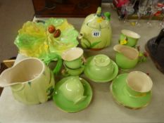 Decorative Royal Winton part teaset, Burleigh ware pixie teapot and jug etc