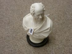 Parian bust of a gentleman, incised to the back 'J E Jones, Sc' on a circular wooden base