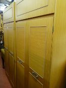 Mid Century state room bedroom suite of twin combination style wardrobes and two x three drawer