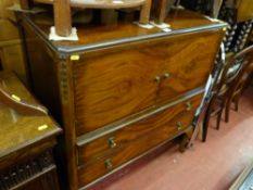 Vintage walnut tallboy and a single door bedside cabinet