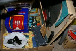 Two boxes of vintage games, dominoes etc
