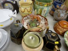 Majolica style jardiniere, Masons 'Brown Velvet' fruit bowl etc