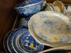 Box containing large quantity of blue and white and other china