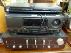 Goodmans Delta amplifier, DVD player and a Technics amplifier SU-V707 E/T