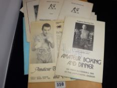 Boxing ephemera from the Anglesey Sporting Club, six programmes for 'Amateur Boxing & Dinner', two