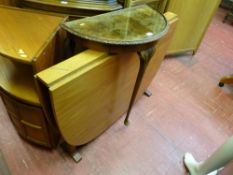 Parcel of furniture including half moon gate leg table and G-Plan style corner unit