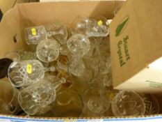 Quantity of good drinking glassware including a boxed set of Stuart sherry glasses