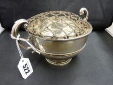 Silver twin handled rose bowl, Birmingham 1921