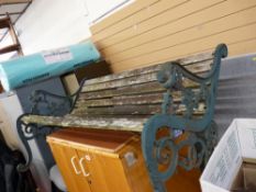 Garden bench with cast metal ends