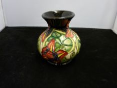 Moorcroft pottery squat vase (silver line strike)