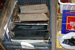 Crate of old books, collector's coins etc