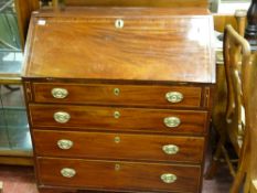 19th Century mahogany and dart inlaid bureau