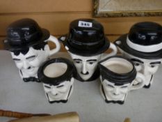 Quantity of Laurel & Hardy and Charlie Chaplin character jugs