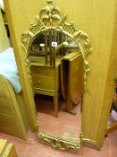 Gilt framed bevelled edge wall mirror