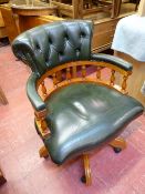 Reproduction button leather effect swivel captain's office chair