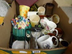 Box of mixed kitchen pottery and similar items