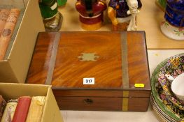 Writing box with compartmental interior