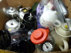 Quantity of metal tea service ware, kitchenware etc