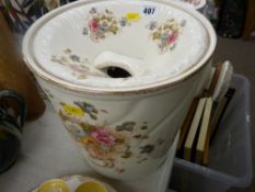 S F & Co floral decorated chamber pail with lid