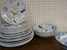 Good parcel of Ridgway black and white plates and dishes and a small parcel of Johnson Brothers blue