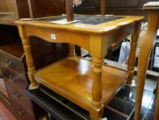 Modern glass topped two tier coffee table and a reproduction set of two tables
