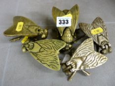 Five brass fly ashtrays