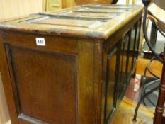 Vintage oak blanket chest with iron strap hinges