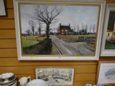 A framed print entitled 'The Examination of a Young Surgeon' together with a framed oil on canvas of