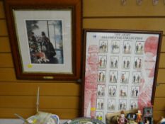 A framed presentation of army regimental uniforms & a framed print