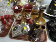 A retro chrome telephone, a Comet camera, pair of vases etc
